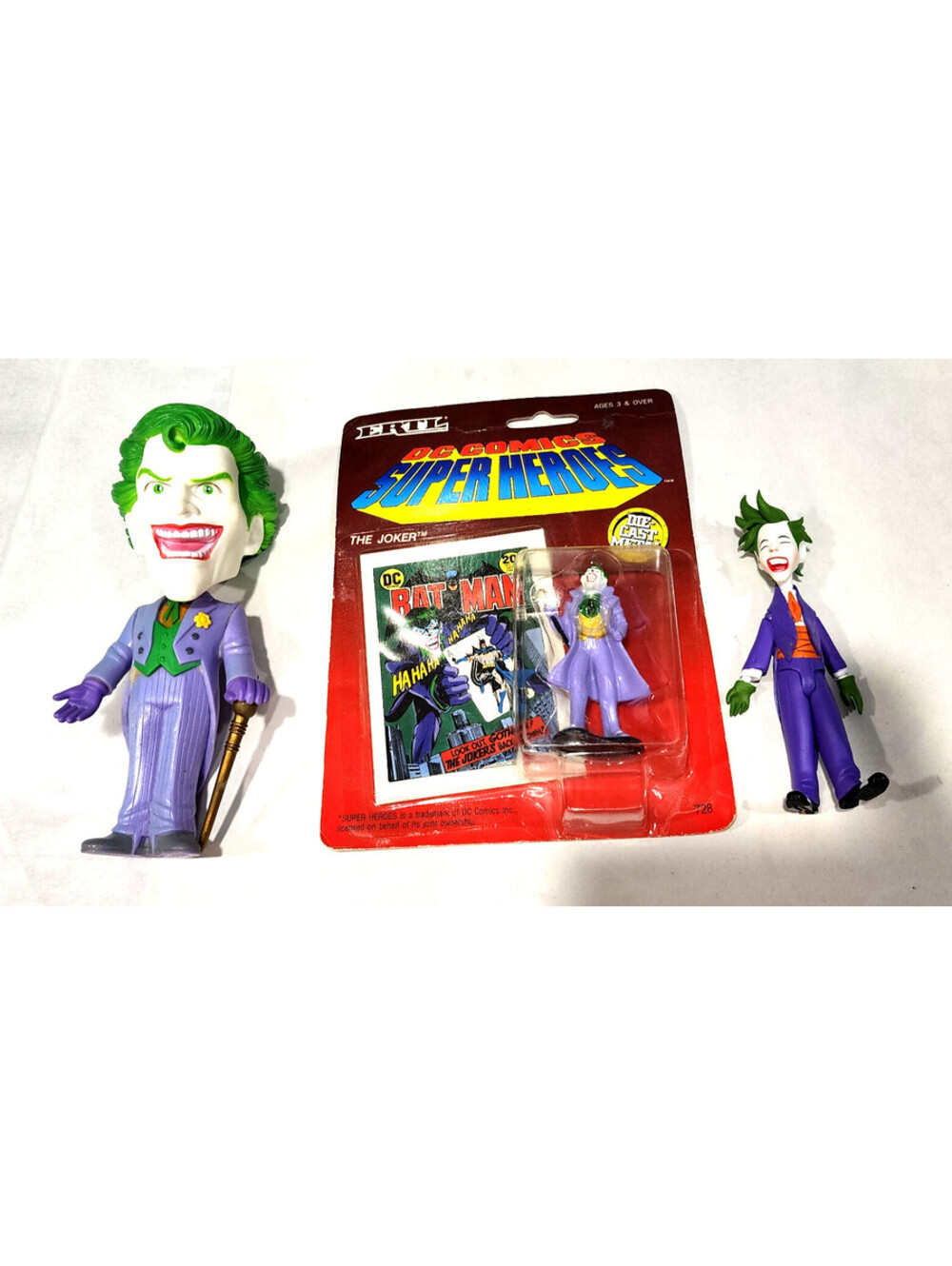 DC Comics The Joker Figure Lot Vintage 1990 ERTL Die Cast Sealed Funko Wacky Wob